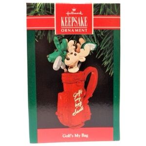 NIB VTG Hallmark Golf's My Bag Christmas Ornament 1990 Golf Clubs